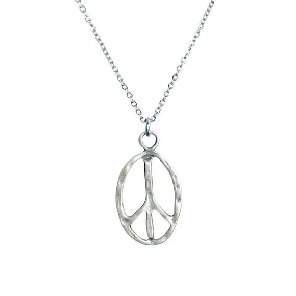 umbrellalaboratory Jewelry - Peace sign necklace hippie accessories hippie jewelry for women bronze